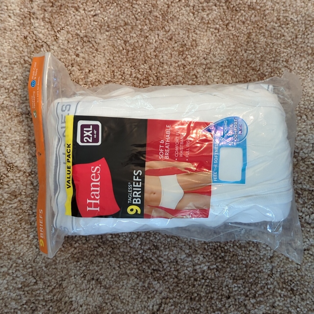 Hanes White Tagless Briefs 9-Pack 2XL